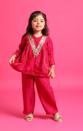 Tiny Kingdom Rani Colored Top & Pant Set for Girls