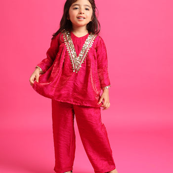 Tiny Kingdom Rani Colored Top & Pant Set for Girls