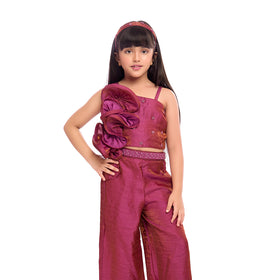 Tiny Kingdom Pink Ruffle Top & Palazzo Set for Girls