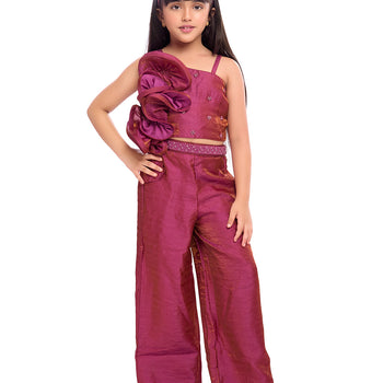 Tiny Kingdom Pink Ruffle Top & Palazzo Set for Girls