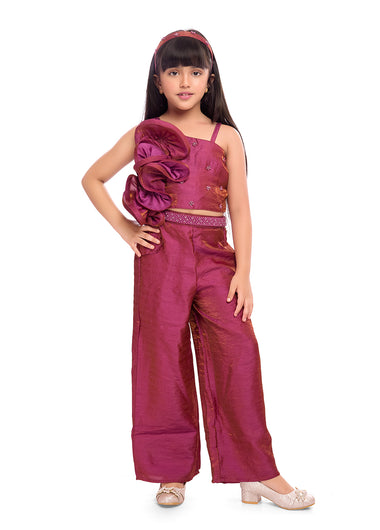 Tiny Kingdom Pink Ruffle Top & Palazzo Set for Girls