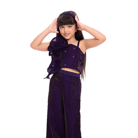 Tiny Kingdom Purple Ruffle Top & Palazzo Set for Girls