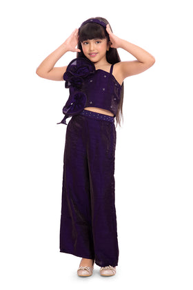 Tiny Kingdom Purple Ruffle Top & Palazzo Set for Girls