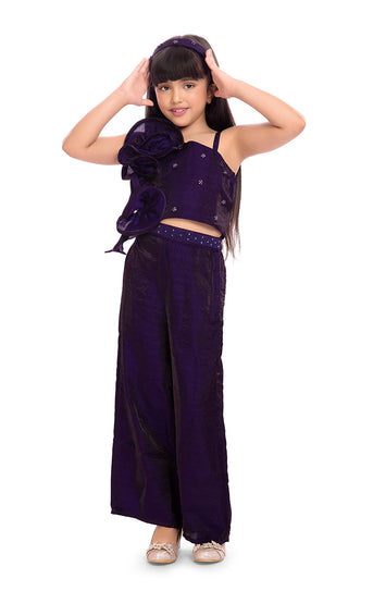 Tiny Kingdom Purple Ruffle Top & Palazzo Set for Girls